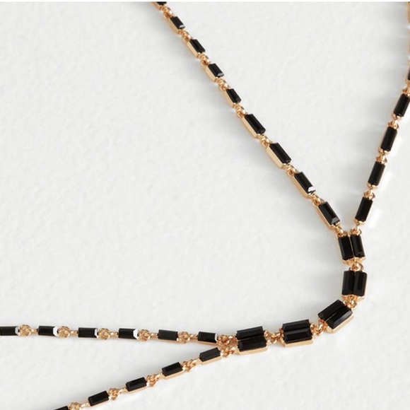 Long Black Minimal Necklace - Picture 2 of 4